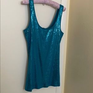 Express teal sequin tank